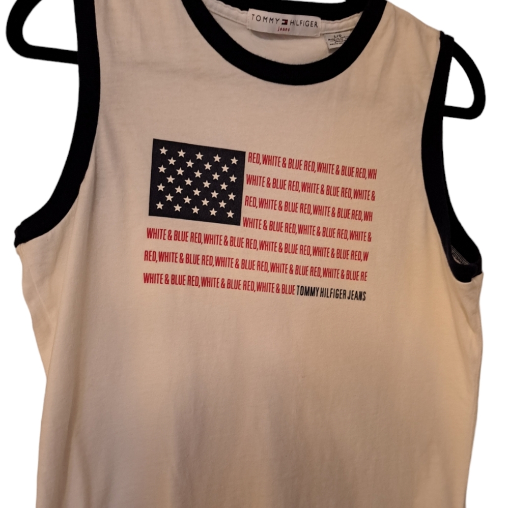 TOMMY HILFIGER,RED WHITE & BLUE AMERICAN FLAG WOMEN'S TANK TOP